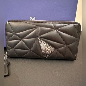 Authentic Swarovski Signa Black Zip Wallet.  New